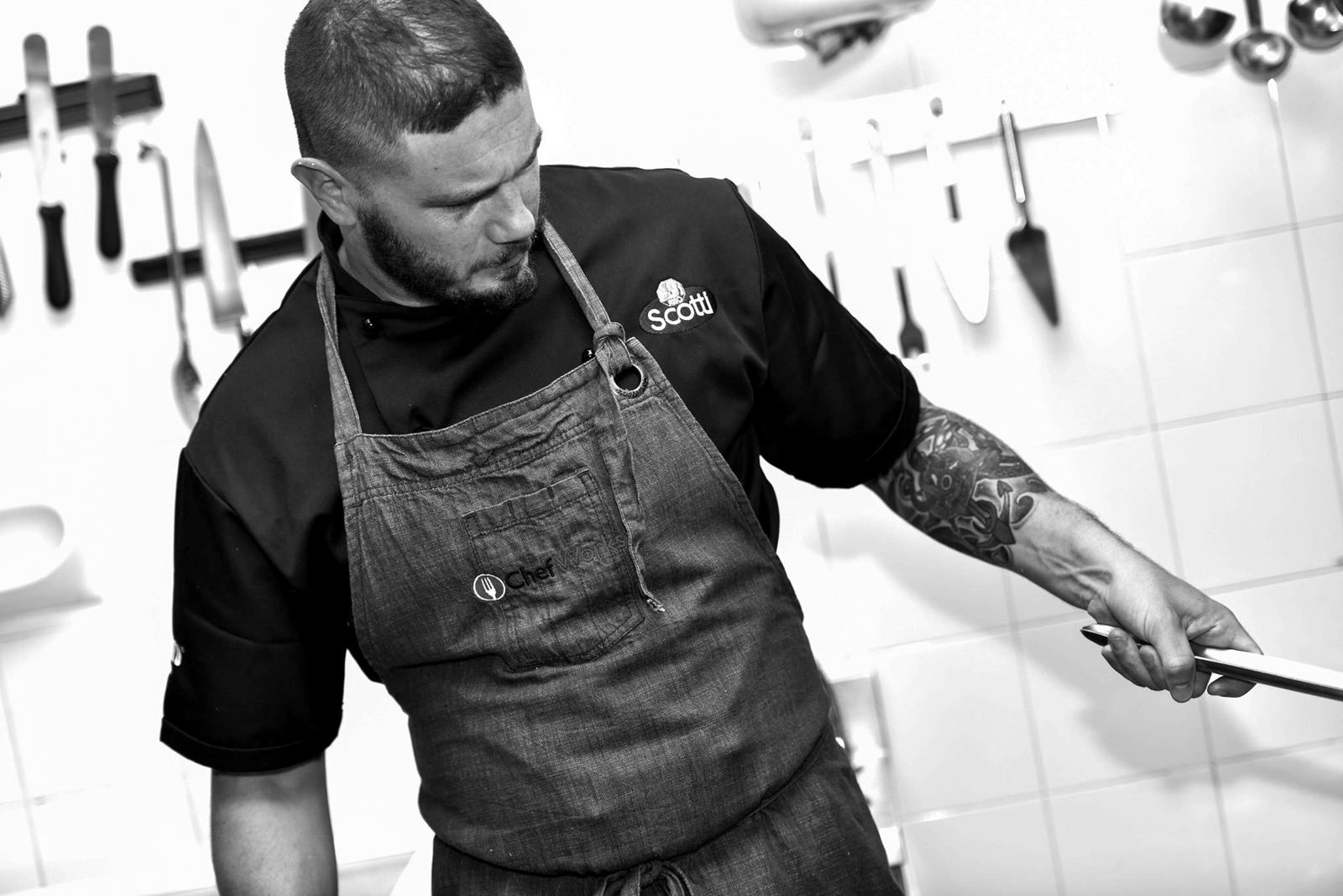 Sean Gravina at work in a professional kitchen